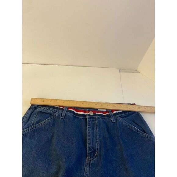 Y2K Tommy Hilfiger Flag Carpenter Jeans Denim size 16 unisex Wide Leg 90's - Picture 4 of 8